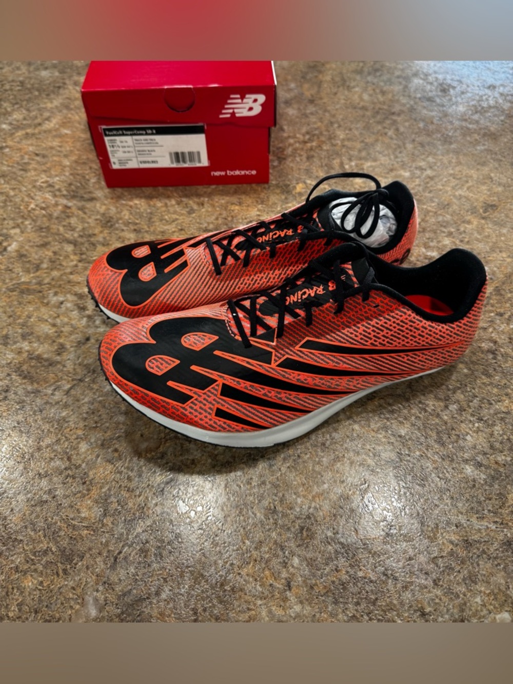 New Balance FuelCell SuperComp SD-X Track Spikes Men’s 10.5 Orange Black Racing